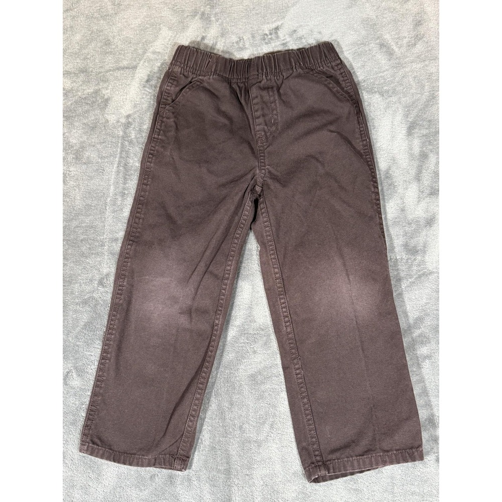 Carhartt Chino Pants Toddler 4T Brown Canvas Elastic Waist Pull On Casual